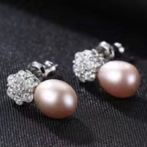 •Brides Delicate Cubic Zirconia Flower 925 Sterling Silver Drop Needle Earrings